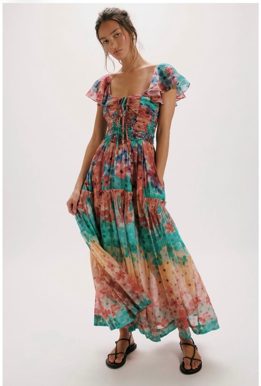 Free People Sunshine Maxi Dress in Soft Tropic Combo